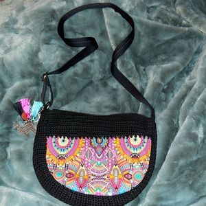 SAKROOTS Ryder Crochet Crescent Crossbody Bag Like New Condition